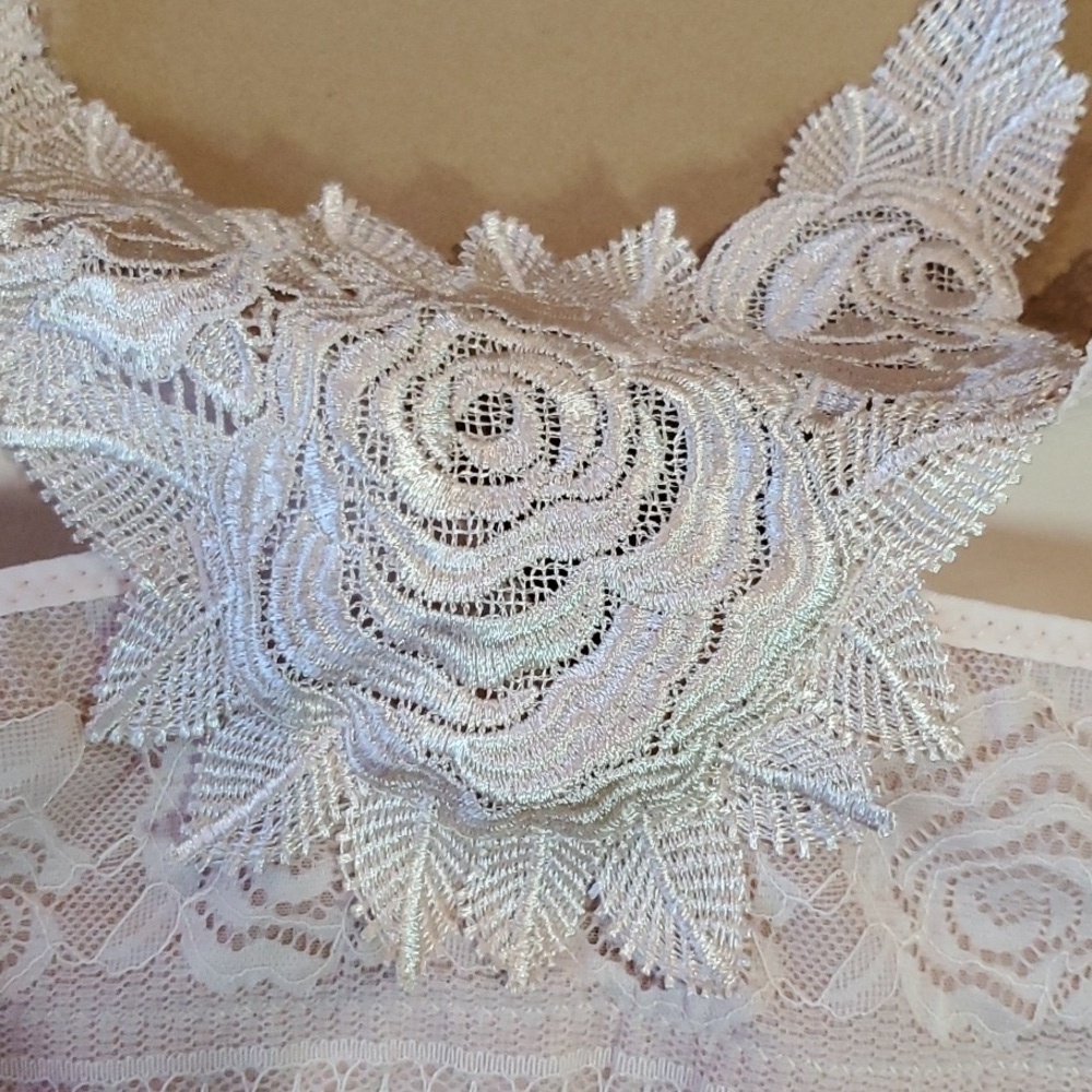 Floral Lace bra adjustable straps jewel closure 42 - Picture 6 of 8